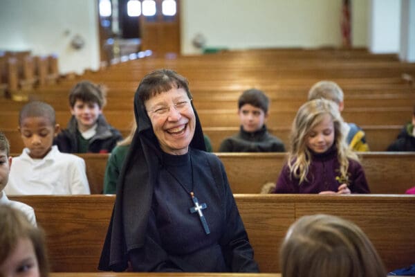 Lisa Johnston | lisajohnston@archstl.org  | Twitter: @aeternusphoto  Sister Marysia Weber is the Director of the Office of Consecrated and Religious Life for the Archdiocese of St. Louis and belongs to the Religious Sisters of Mercy, Alma.  She visited the students at Christ the King school in University City to pray a decade of the rosary and let them ask all the questions they ever wanted to ask a nun. Her favorite question was "Do you go to the grocery story and do you wear that (her habit and veil) when you go?" A world day of prayer for women and men in consecrated life was celebrated on Feb.2, the Feast of the Presentation of the Lord. This Feast is also known as Candlemas Day; the day on which candles are blessed symbolizing Christ who is the light of the world.